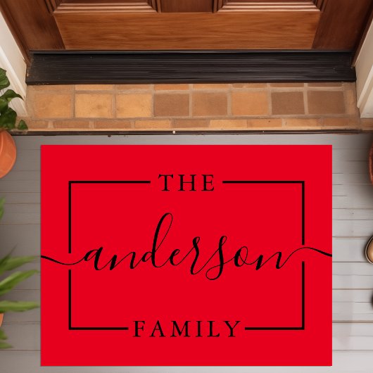 Signaturskript Personalisiert Red Family Name Fußmatte