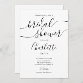 Signaturskript Schwarzweiß-Weiß-Brautparty Einladung (Vorne/Hinten)