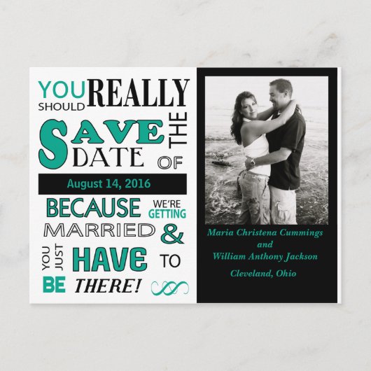 Signboard Save the Date Postkarte (Emerald) (Vorderseite)