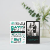 Signboard Save the Date Postkarte (Emerald) (Stehend Vorderseite)