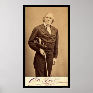 Signed Card of Violin Virtuoso, Ole Bull 1864 Poster