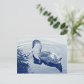 Signet Swan - Digital Cyanotype Postkarte (Stehend Vorderseite)