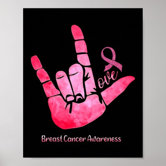 Signieren der Liebe Brustkrebs Bewusstsein rosa Ba Poster (Vorne)