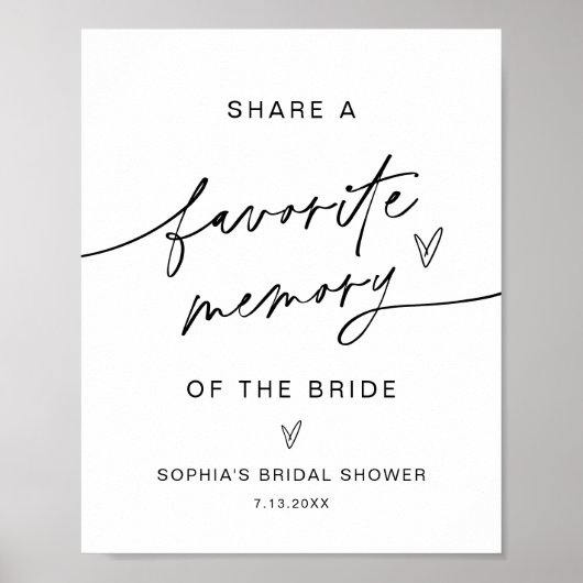 Signieren des beliebten Memory-Brautparty Poster (Vorne)