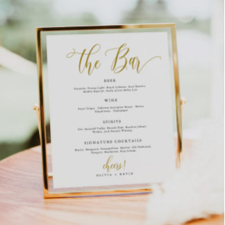 Signieren des Skriptmenüs, Hochzeitsmenü des Bar Poster