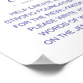 Signieren eines Jenga Blocks Elegant Navy Blue Wed Poster (Ecke)