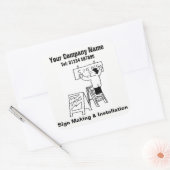 Signieren von Making & Installation Cartoon Quadratischer Aufkleber (Umschlag)