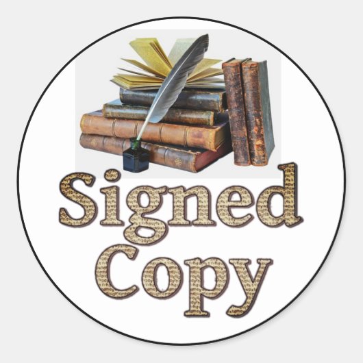 Signierte Kopierbücher und Quill 2 Runder Aufkleber (Vorderseite)