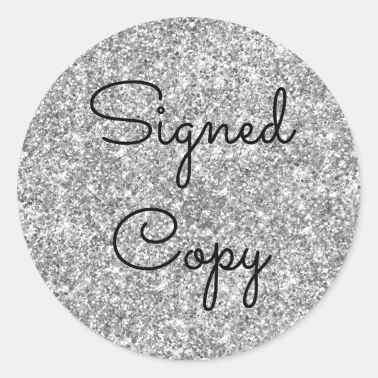 Signierte Silver-Glitzer-Kopie Runder Aufkleber (Vorderseite)