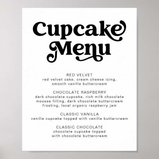 Signierung des Retro Cupcake Menüs Poster (Vorne)