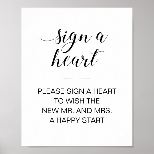 Signing Heart Drop Wedding Guest Book Sign Poster (Vorne)