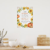 Signo de bienvenida de girasoles y calabazas poster (Küche)