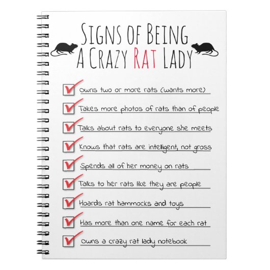 Signs of Being a Crazy Rat Lady Notizblock (Vorderseite)