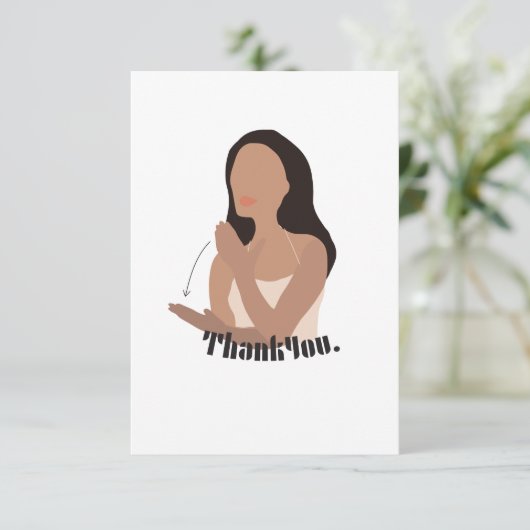 Signsprache ASL "Danke" Dankeskarte (Stehend Vorderseite)