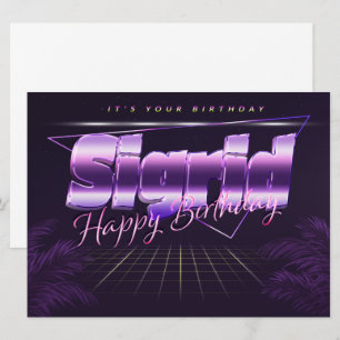 Sigrid Name Vorname lila retro Karte Geburtstag