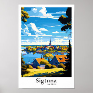 Sigtuna Schweden Art Vintage Reise Illustration Poster