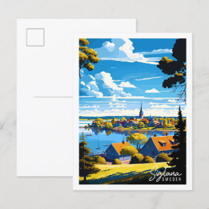 Sigtuna Schweden Vintage Reise Illustration Postkarte