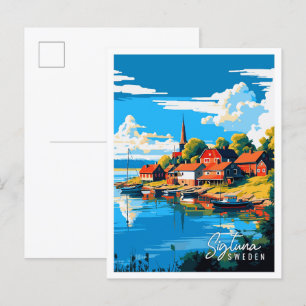 Sigtuna Schweden Vintage-Reiseillustration Postkarte