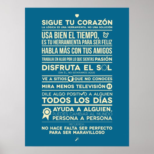 Sigue tu corazón - Bleu Poster (Vorne)