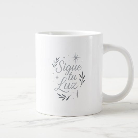 Sigue tu Luz ✨ | Elegant Silver Inspirational Jumbo-Tasse (Rechts)