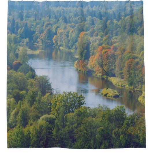 Sigulda Herbst im Tal des Flusses Gauja Duschvorhang (Vorderseite)