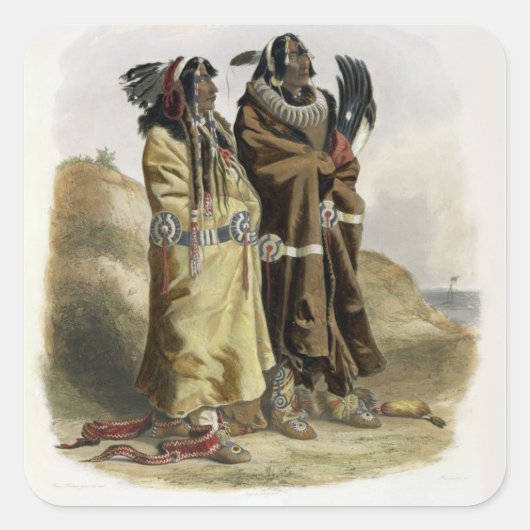 Sih-Chida and Mahchsi-Karehde, Mandan Indians, pla Quadratischer Aufkleber (Vorderseite)