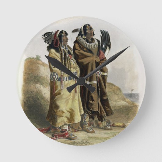 Sih-Chida and Mahchsi-Karehde, Mandan Indians, pla Runde Wanduhr (Vorderseite)