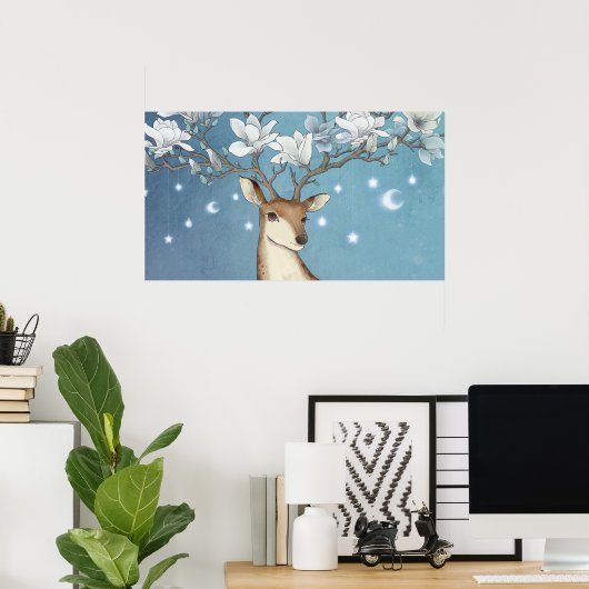 Sika Deer Magnolia Poster (Heimbüro)