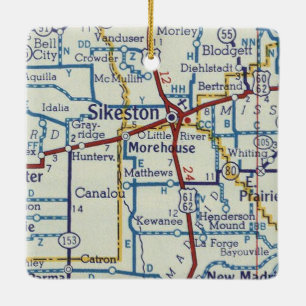 Sikeston MO Vintage Karte Keramikornament