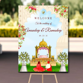 Sikh Ehepaar Begrüßungsschild Anand Karaj Zeichen Poster