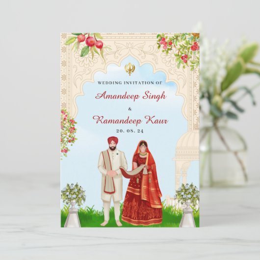 Sikh Hochzeit Einladung Sikh Hochzeitskarten (Stehend Vorderseite)