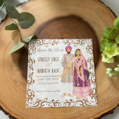 Sikh Hochzeit Illustration Flat Card