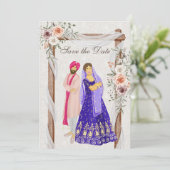 Sikh Hochzeitstore Flat Save the Date Card (Stehend Vorderseite)