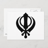 Sikh Khanda Black Postkarte (Vorne/Hinten)
