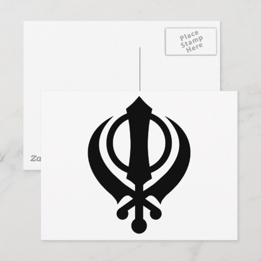 Sikh Khanda Black Postkarte (Vorne/Hinten)