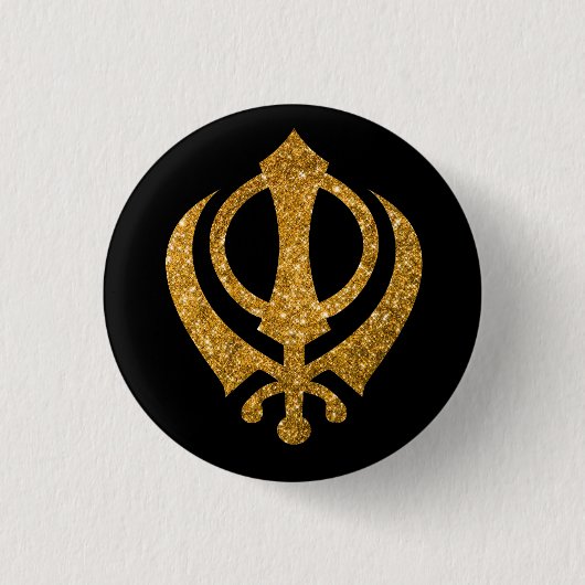 Sikh Khanda "Fearless & Free" Button (Vorderseite)