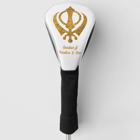 Sikh Khanda "Fearless & Free" Golf Headcover (Vorderseite)