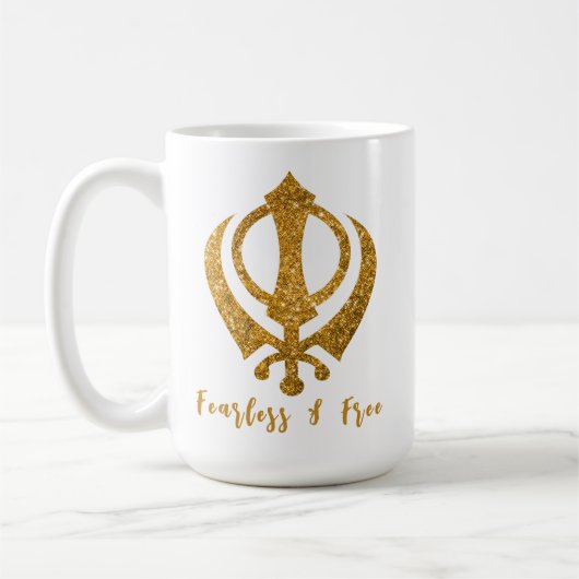 Sikh Khanda "Fearless & Free" Kaffeetasse (Links)
