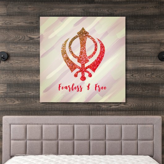 Sikh Khanda "Fearless & Free" Leinwanddruck