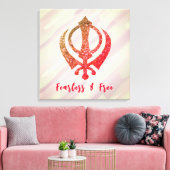 Sikh Khanda "Fearless & Free" Leinwanddruck (Insitu (Wohnzimmer))