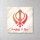 Sikh Khanda "Fearless & Free" Leinwanddruck (Vorderseite)