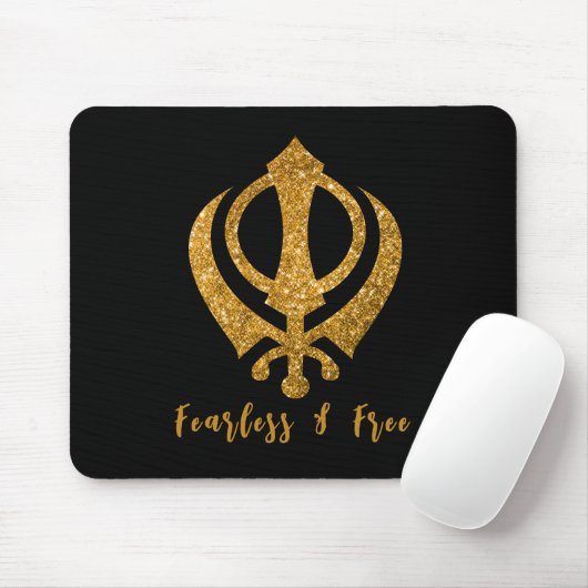 Sikh Khanda "Fearless & Free" Mousepad (Mit Mouse)