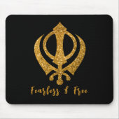 Sikh Khanda "Fearless & Free" Mousepad (Vorne)
