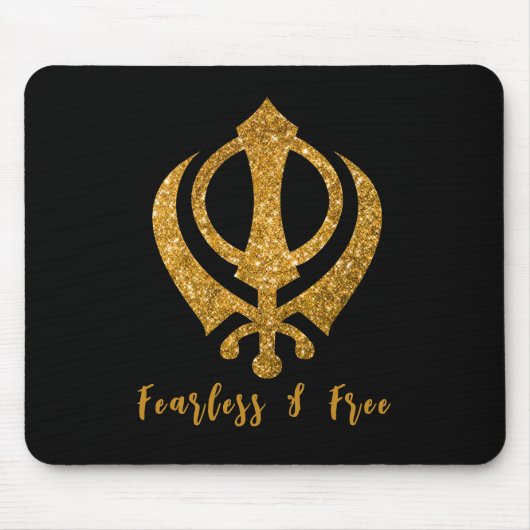 Sikh Khanda "Fearless & Free" Mousepad (Vorne)