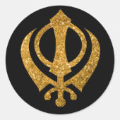 Sikh Khanda "Fearless & Free" Runder Aufkleber (Vorderseite)