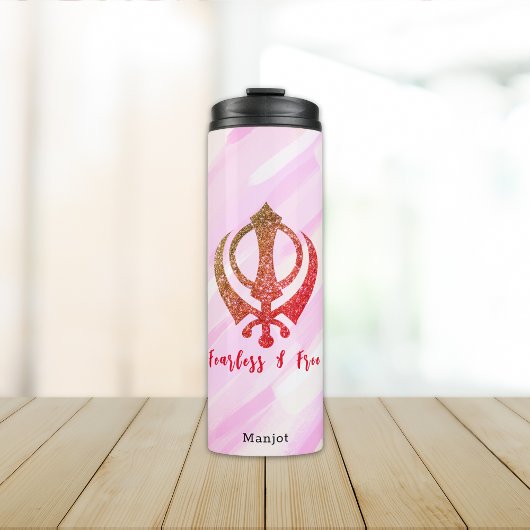Sikh Khanda "Fearless & Free" Thermosbecher