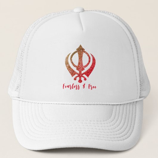 Sikh Khanda "Fearless & Free" Truckerkappe (Vorderseite)