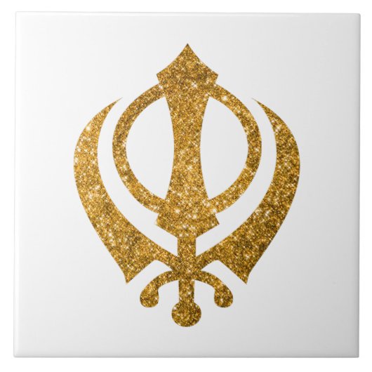 Sikh Khanda Glittery Symbol Fliese (Vorderseite)