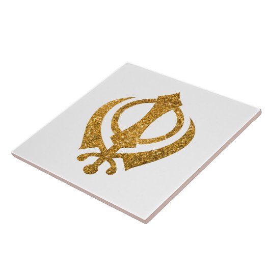 Sikh Khanda Glittery Symbol Fliese (Seite)