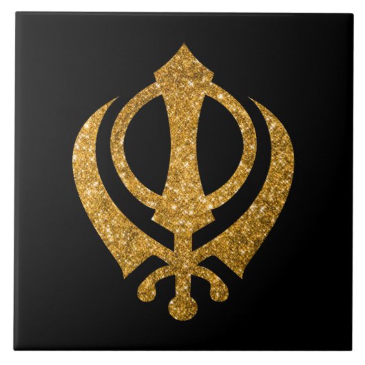 Sikh Khanda Glittery Symbol Fliese (Vorderseite)